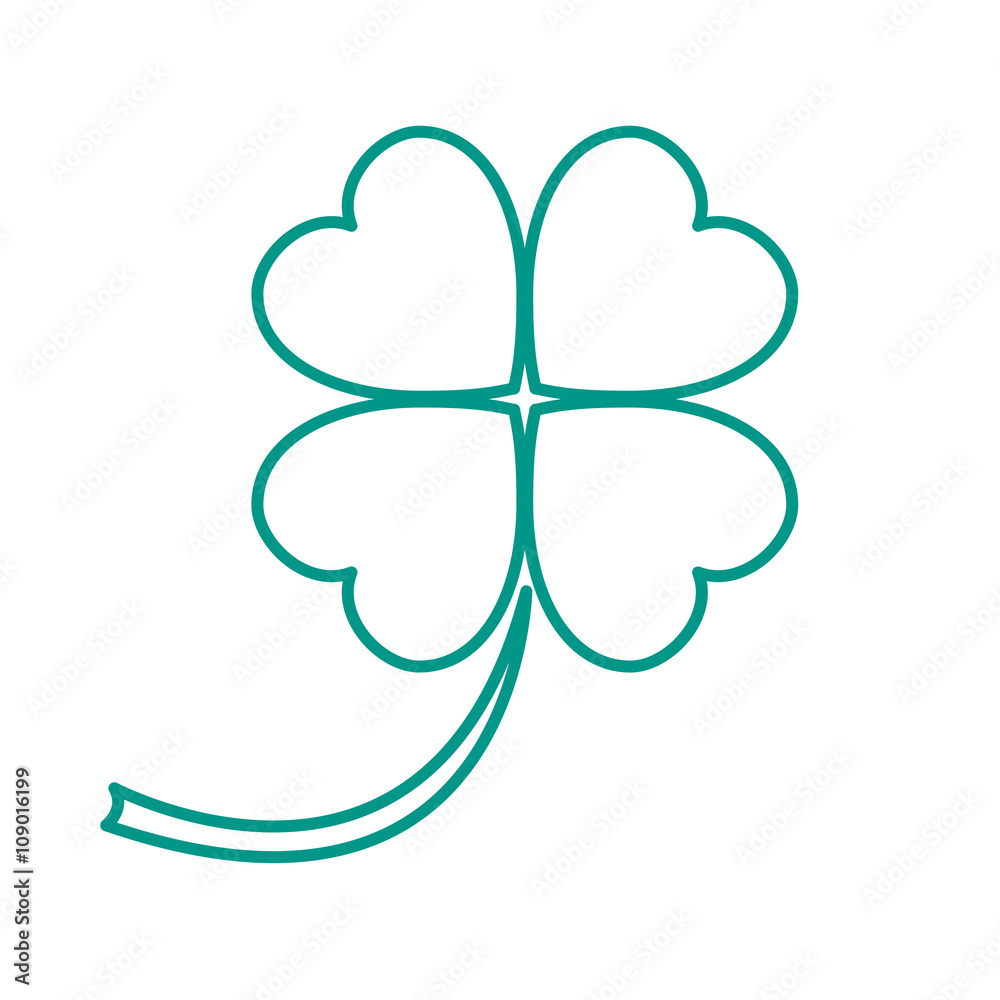 Stylized icon of a colored silhouette clover leave on a white ba Stylized icon of a colored silhouette clover leave on a white ba