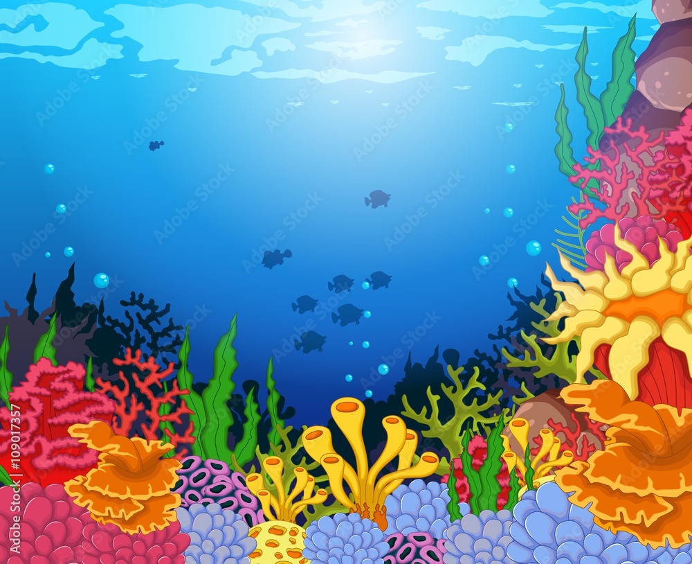 Naklejka premium beauty coral and underwater view background