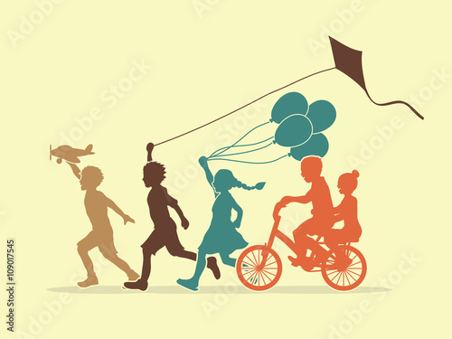 Children running, Friendship graphic 