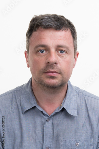 Elegant man blue eyed on white background