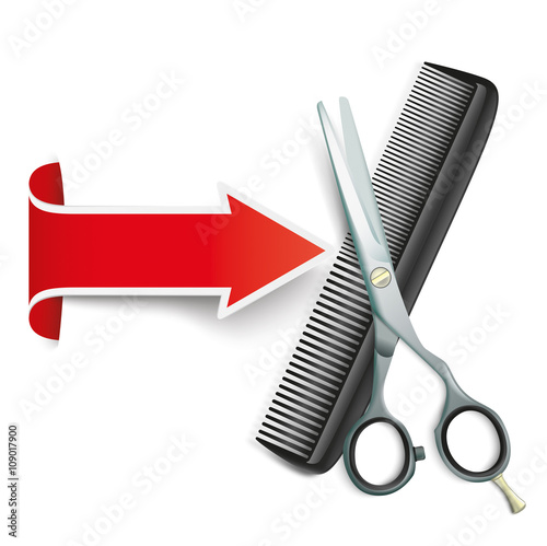 Convert Red Arrow Banner Scissors Comb