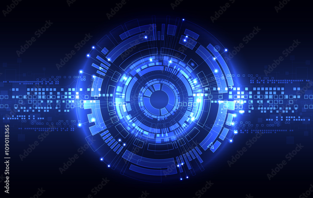 Abstract blue digital communication technology background.