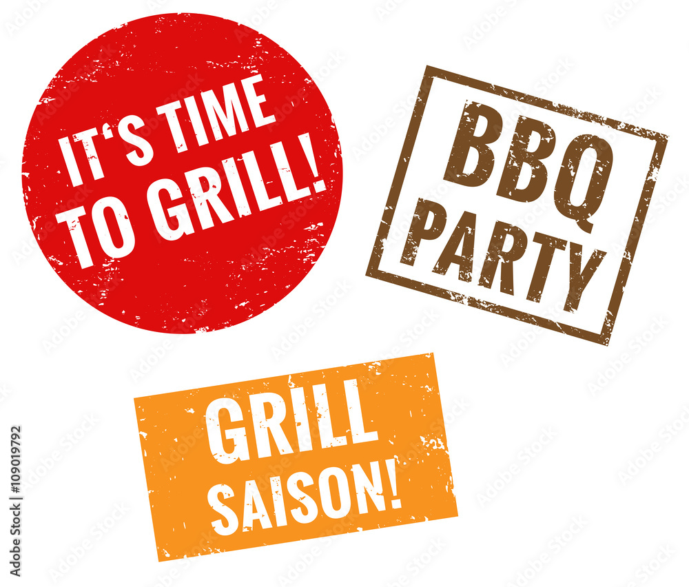 It's time to grill, BBQ Party, Grill Saison Stempel Stock Vector | Adobe  Stock