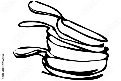 vector sketch of a pile of unwashed pans