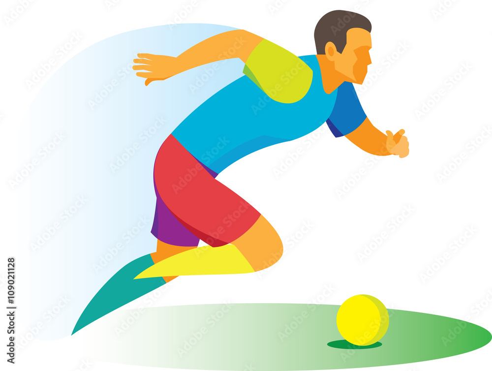 Fototapeta premium A young player rapidly pushing forward