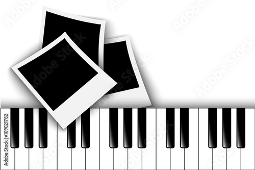 Piano keys. Retro photo frame