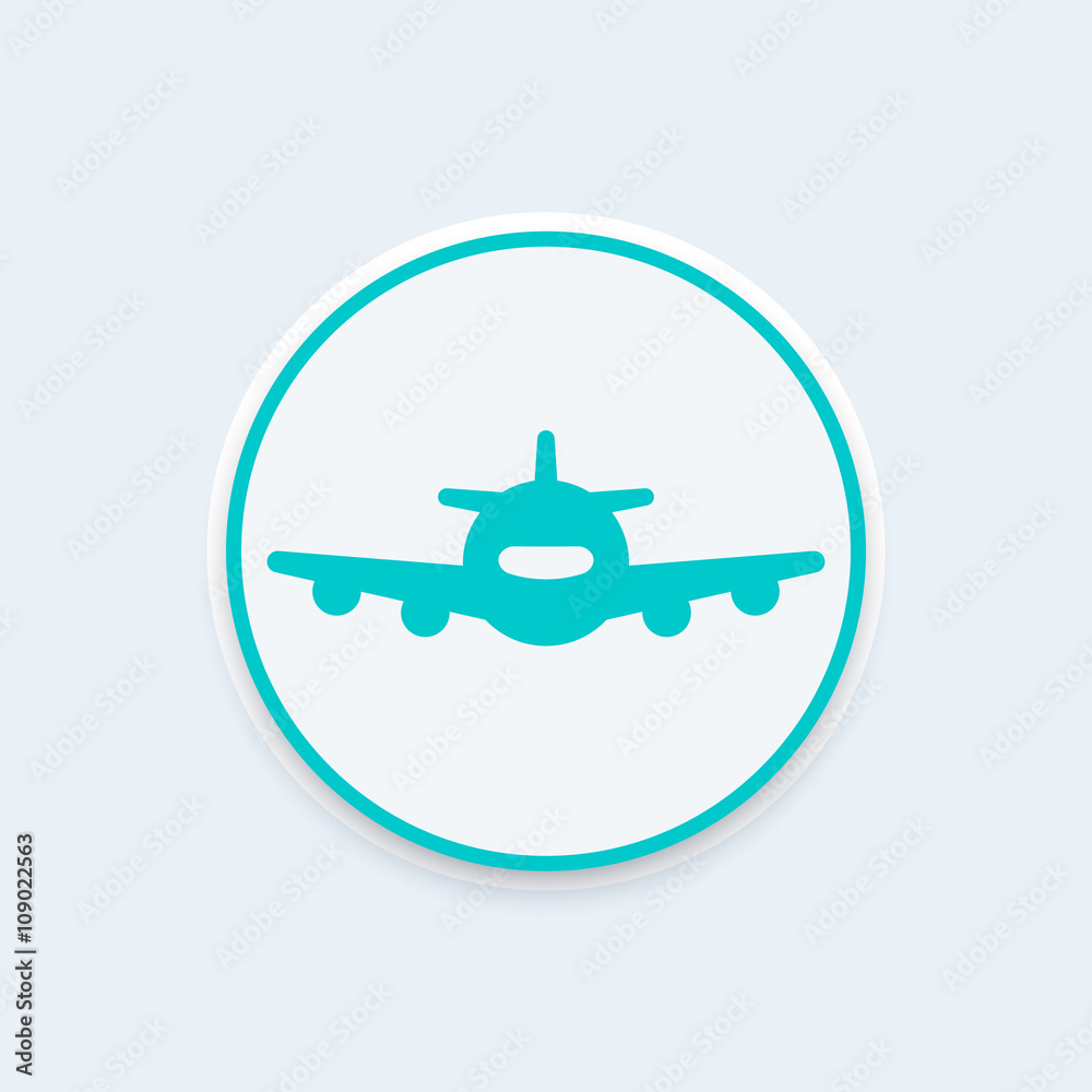 Airplane, aircraft icon, plane, aviation, air transport round icon, sign, vector illustration Airplane, aircraft icon, plane, aviation, air transport round icon, sign, vector illustration