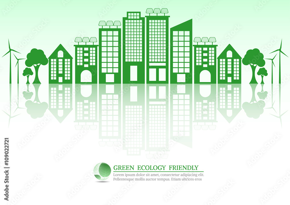 Ecology connection green city concept background . Vector