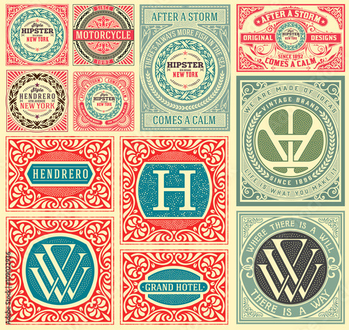 Retro cards set. Elements organized by layers.