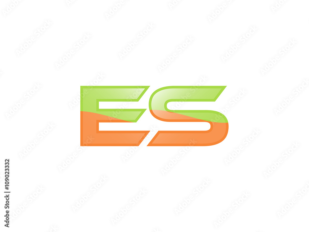 Green Orange shiny ES letters Green Orange shiny ES letters