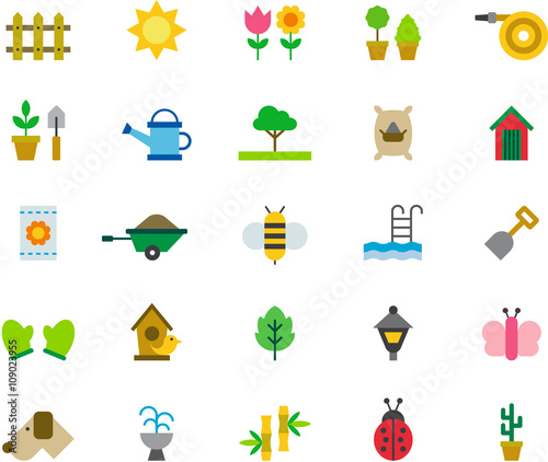 GARDEN flat and colored icons