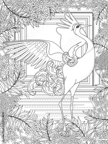 crane adult coloring page