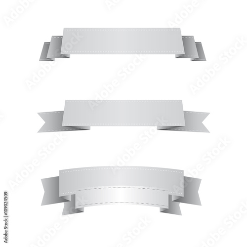 Set of grey ribbons isolated on white background