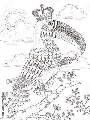 toucan adult coloring page