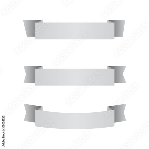 Set of grey ribbons isolated on white background