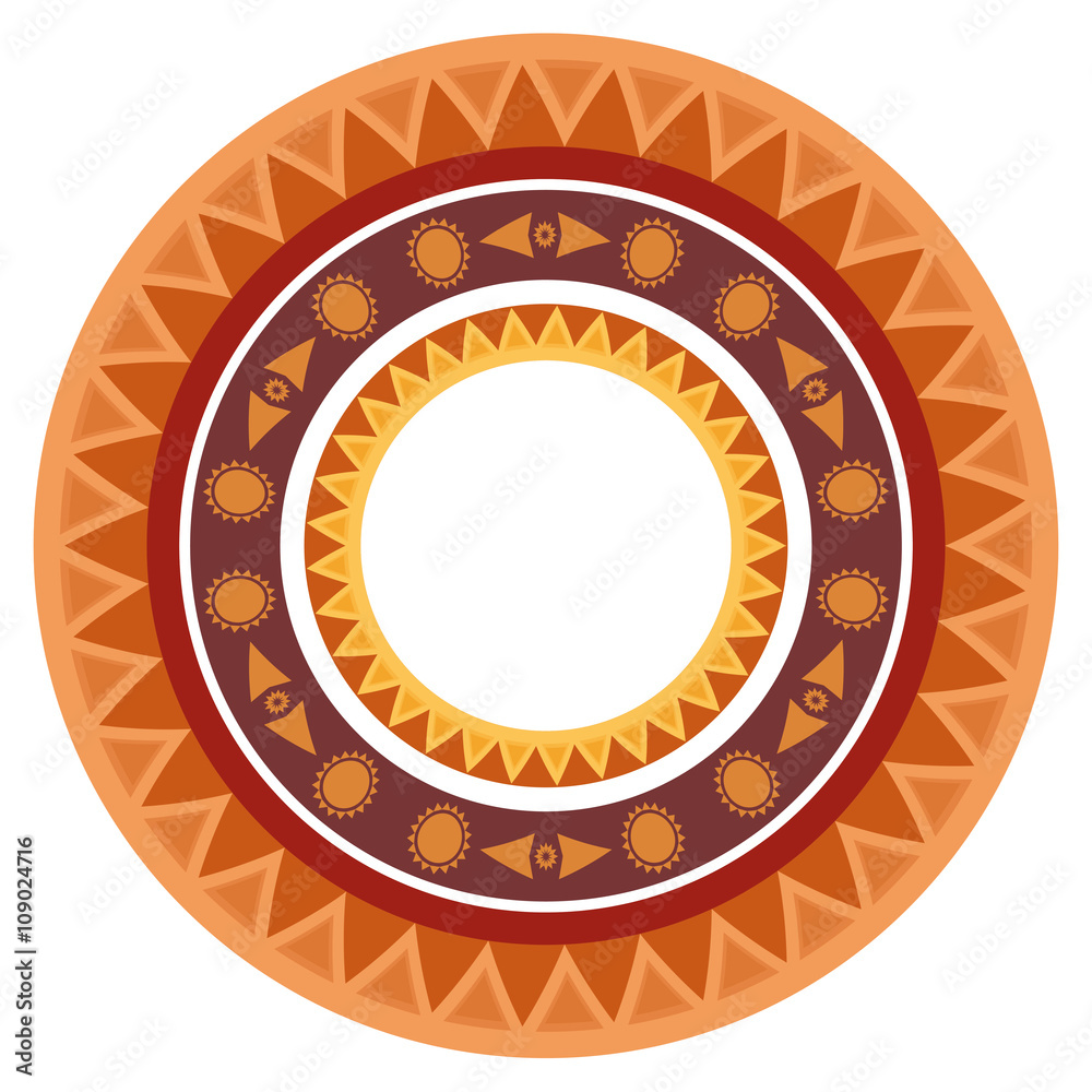 Set of round frames with ethnic pattern and place for text. Vector