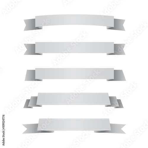 Set of grey ribbons isolated on white background