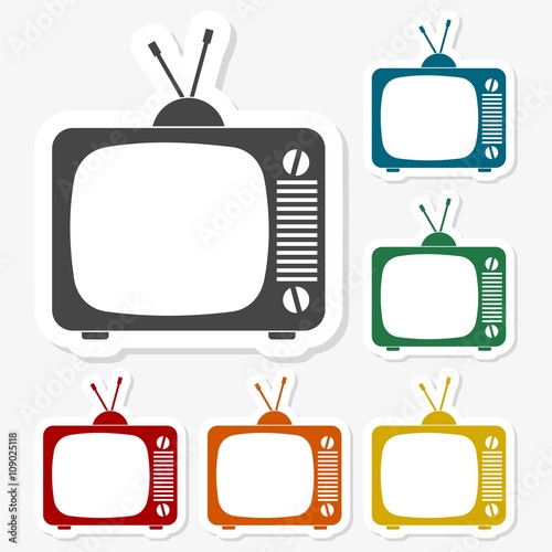 Multicolored paper stickers - TV Icon