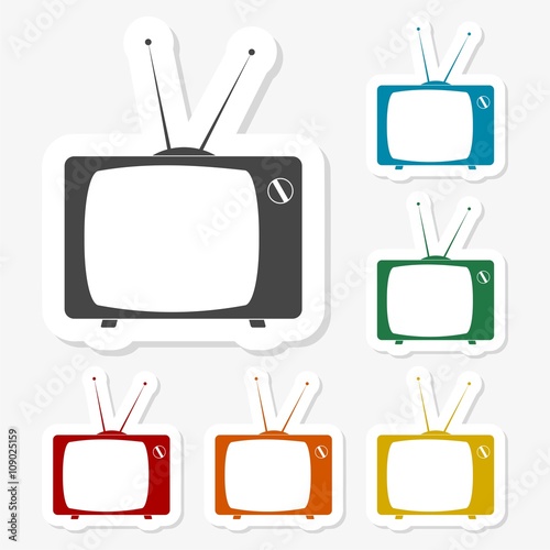 Multicolored paper stickers - TV Icon