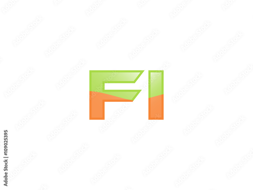Green Orange shiny FI letters Green Orange shiny FI letters