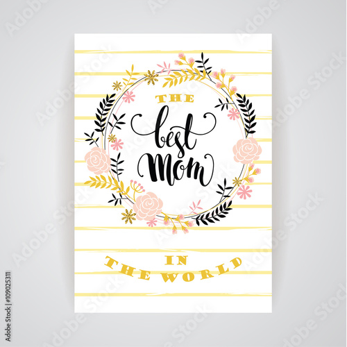 Happy Mothers Day lettering. Mothers day greeting card.
