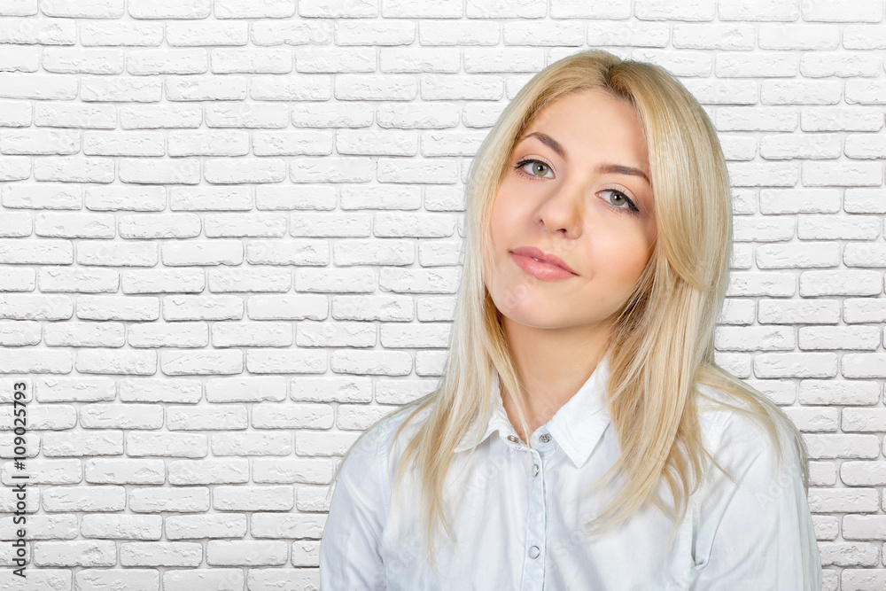 Closeup portrait of cute young business woman smiling Closeup portrait of cute young business woman smiling