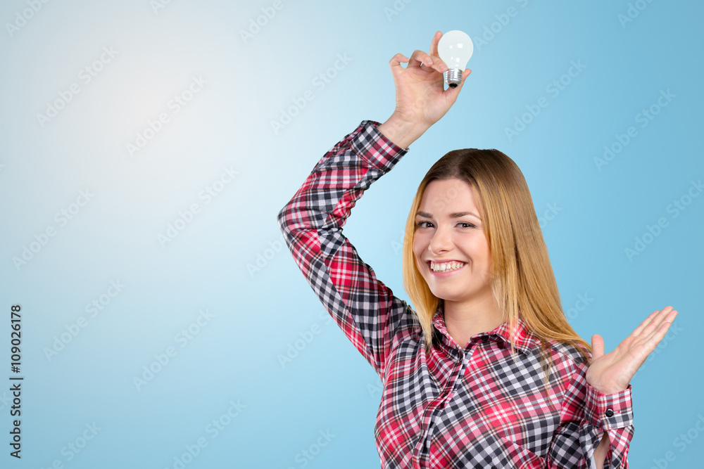 Concept image of a woman with a bright idea Concept image of a woman with a bright idea