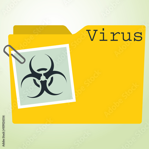 Icono plano carpeta con biohazard y texto Virus