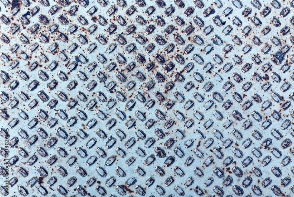 Rusty cyan metal floor texture.