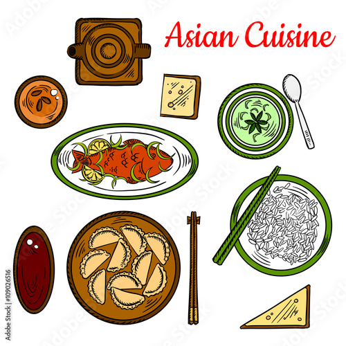 Popular thai dinner for asian cuisine design