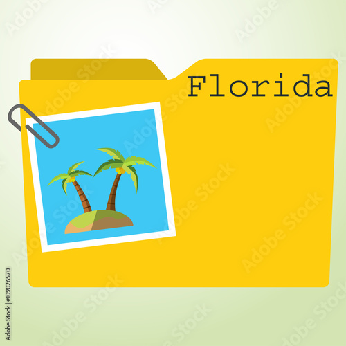 Icono plano carpeta con simbolo isla color y texto Florida