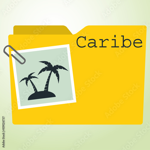 Icono plano carpeta con simbolo isla y texto Caribe