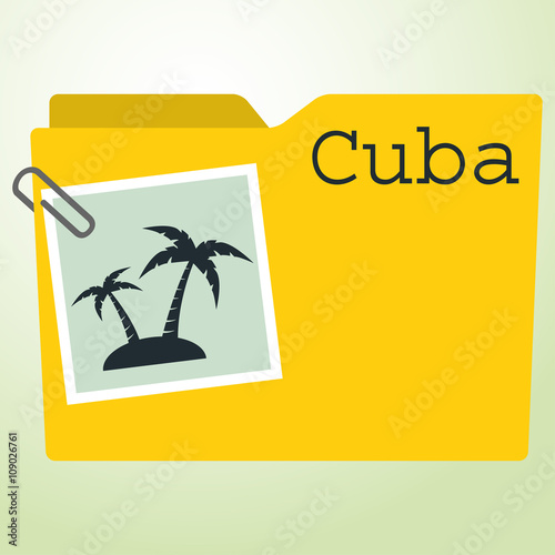 Icono plano carpeta con simbolo isla y texto Cuba
