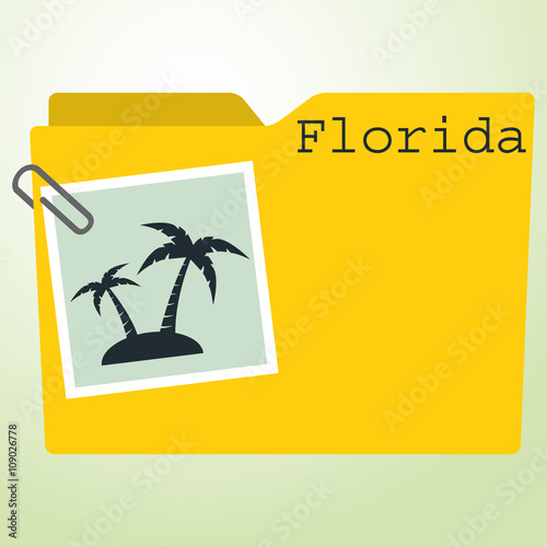 Icono plano carpeta con simbolo isla y texto Florida