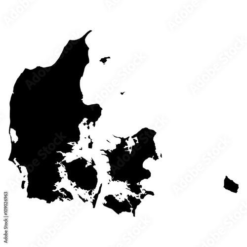 Denmark black map on white background vector