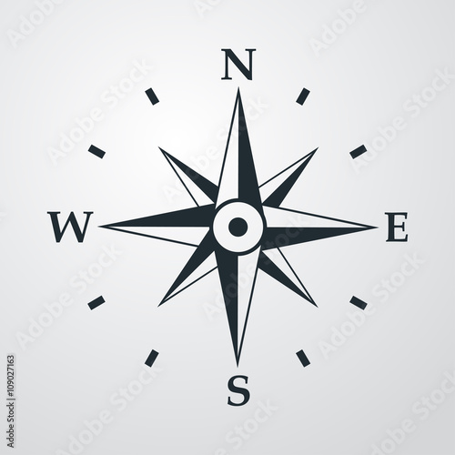 Icono plano rosa de los vientos en fondo degradado