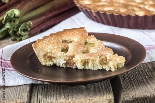 delicious rhubarb tart with sugar - sweet food