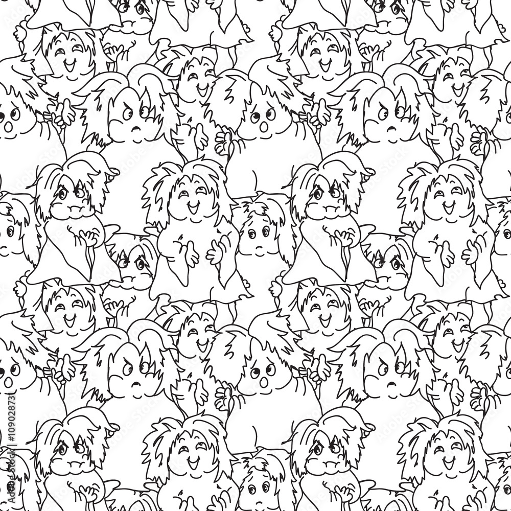 Hipster ghosts seamless pattern black and white