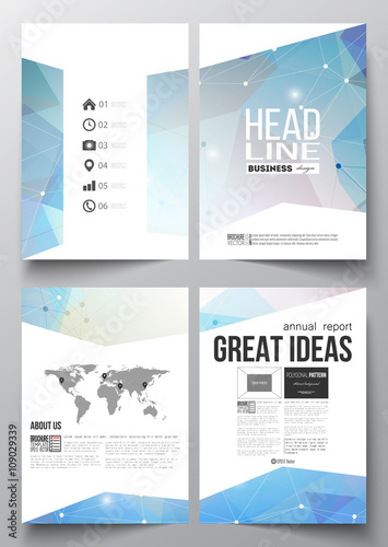 Set of business templates for brochure, magazine, flyer, booklet or annual report. Abstract colorful polygonal background, modern stylish triangle vector texture