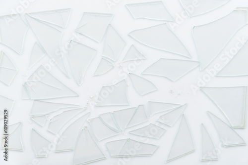 Broken glass, cracked glass on white
