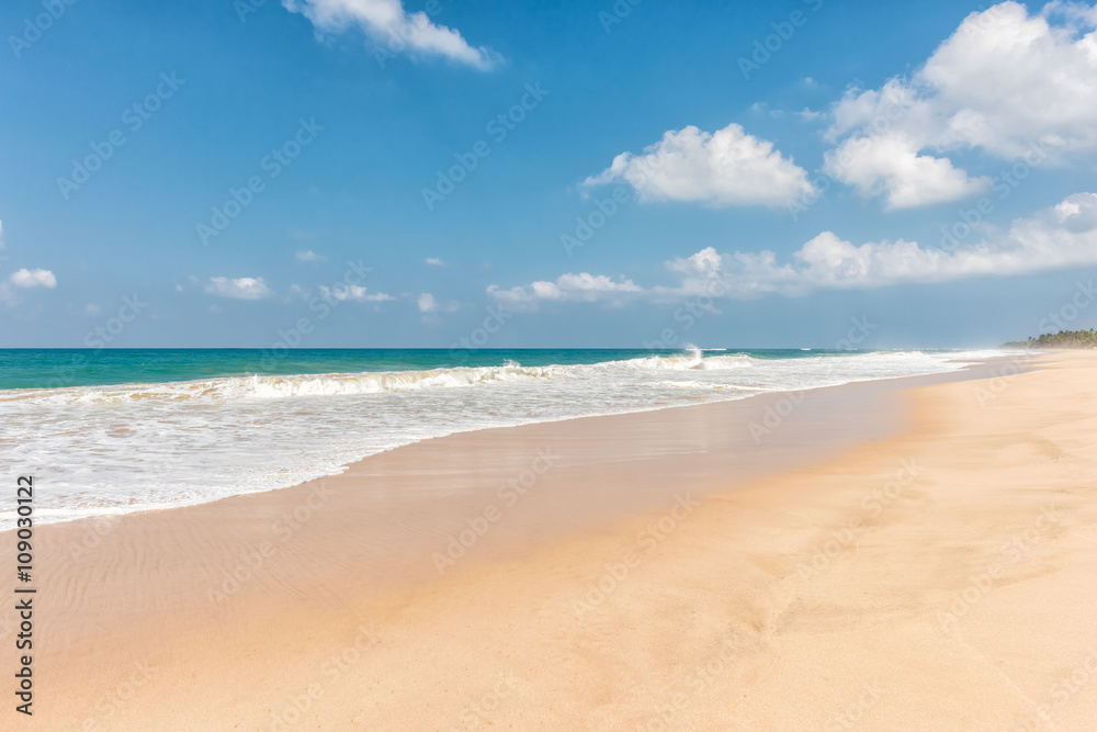 Beautiful beach and tropical sea, Wave of the sea on the sand beach