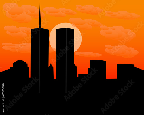 twin towers at sundown