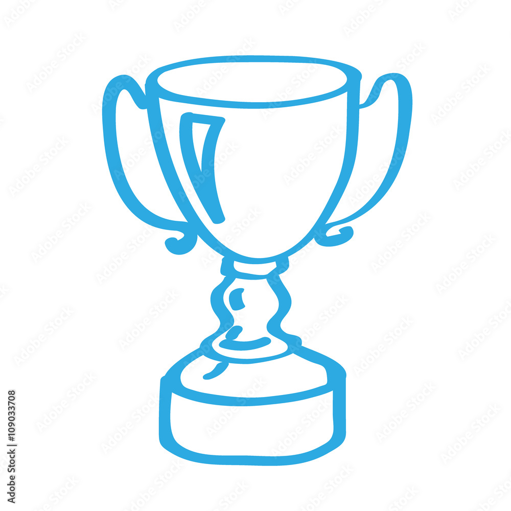 Handgezeichnetes Pokal-Icon in blau Handgezeichnetes Pokal-Icon in blau