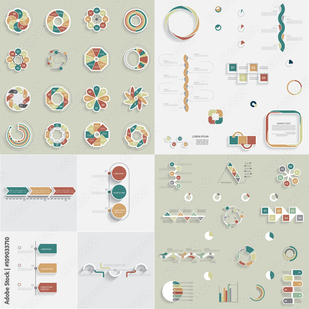 Naklejka premium Set of different charts and graphs for infographic 3