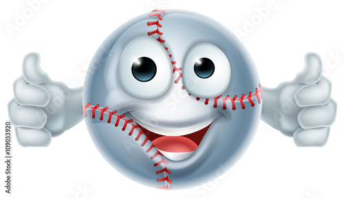 Cartoon Softball Ball Man Character