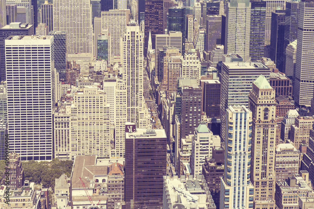 Fototapeta Vintage stylized picture of Manhattan, New York City.