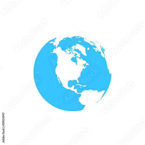 Flat, simple blue earth icon isolated on white.