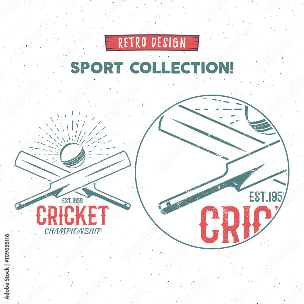 Retro cricket vector logo icon design. Vintage Cricket emblem design