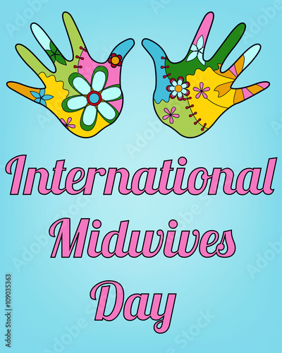 International midwives day with baby hands