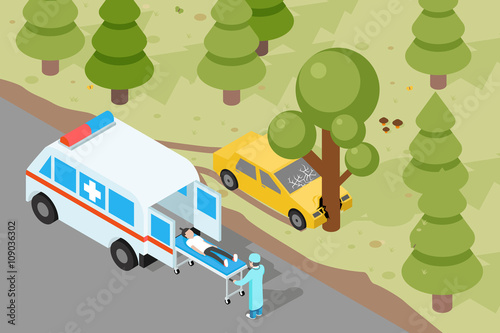 Ambulance. Emergency medical accident evacuation